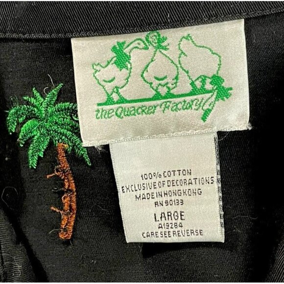 Quacker Factory Jacket Black Embroidered Jungle Animals Palm Trees Zip Up Casual - Picture 11 of 15
